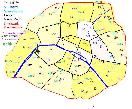 paris plan arrondissement. marchés Paris - plan marchés